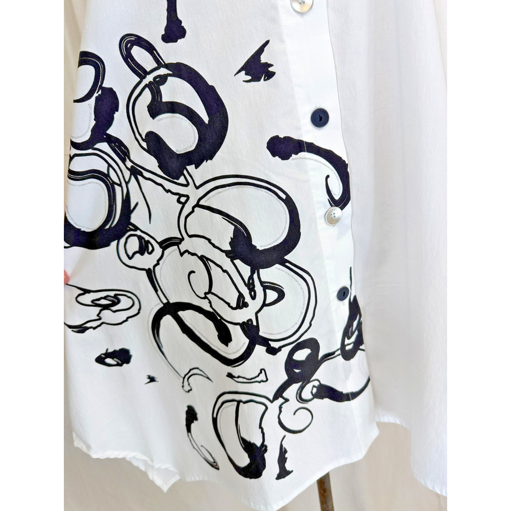 NWT Sassy BOUTIQUE #13450 White w/Black Pattern Button Down Tunic #0216 XS - Picture 8 of 12